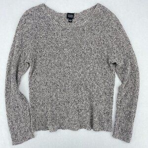 Vintage Eileen Fisher 100% Linen Sweater M Marled Knit Coastal Minimalist Grey